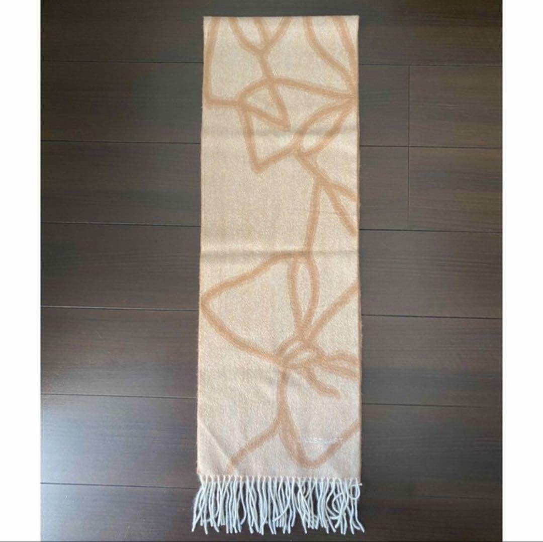 JILL STUART Scarf 28×180cm 100% Cashmere Brown ①