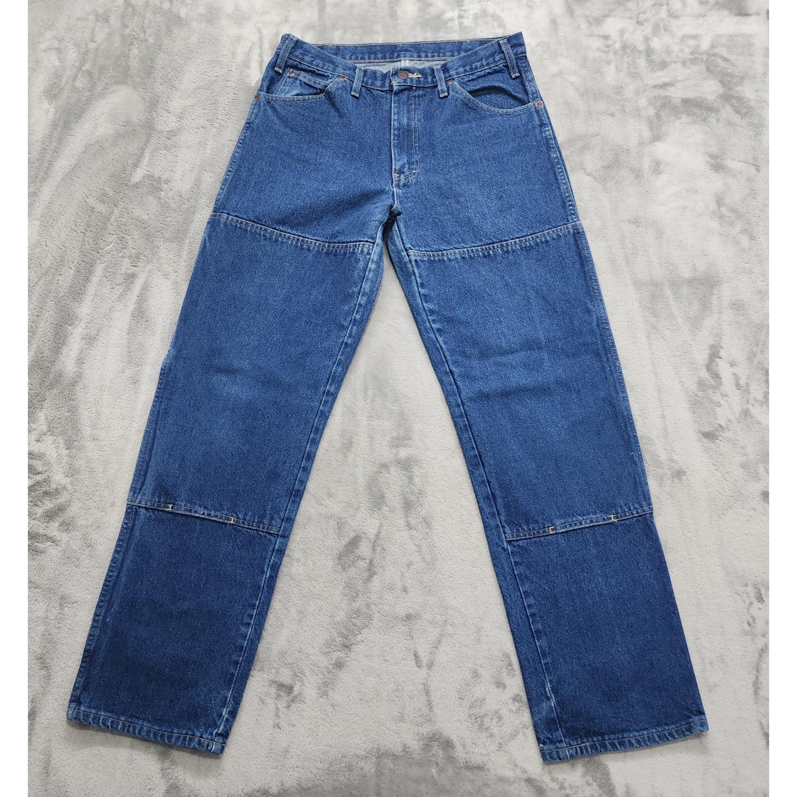 Vintage 90s Dickies Jeans Mens 32X32 Blue Carpenter Double Knee Workwear Cotton