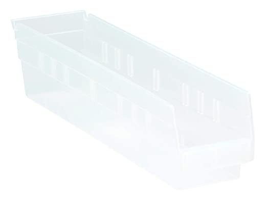 BRAND NEW 10-pack QUANTUM K-QSB103CL-10 18x4x4 clear plastic storage shelf bins