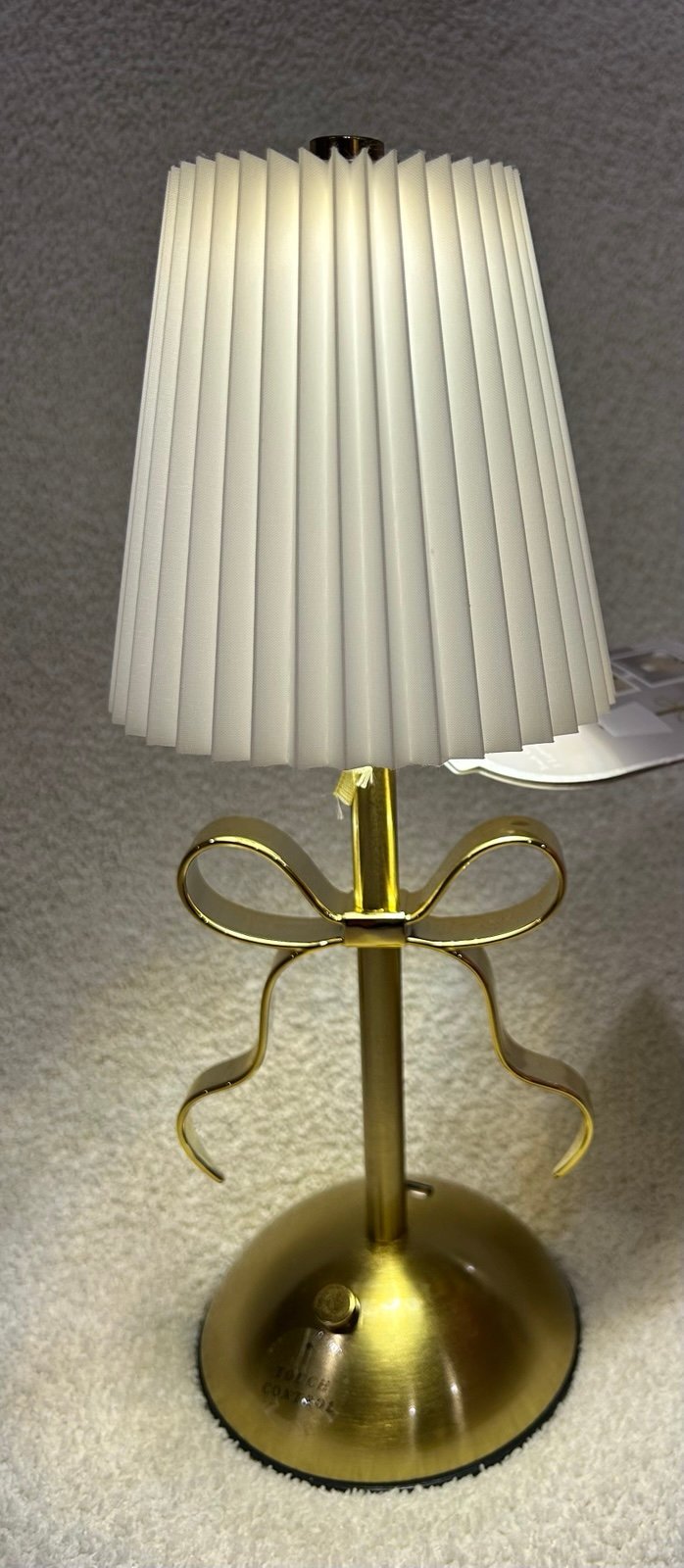 New with Tags Sheffield Home White Gold LED Metal Coquette Bow Touch Lamp