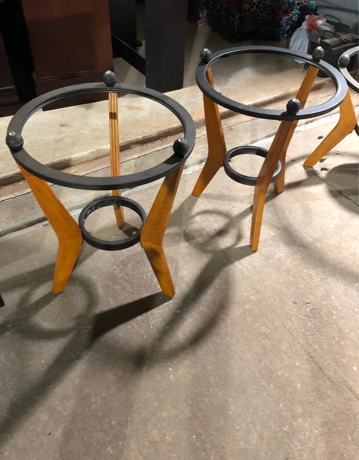 3 glass tables