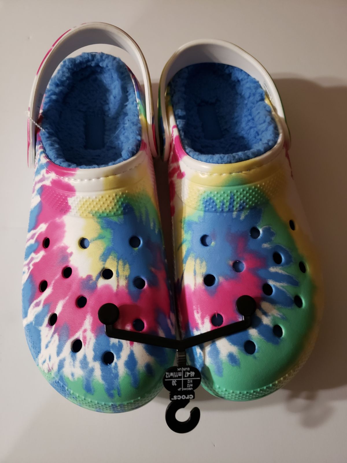 Crocs Unisex Classic Tie-Dye Lined Clog new size 12 mens faux fur