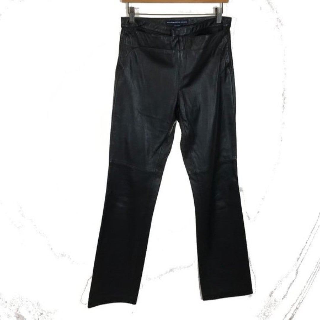 Womens Size 6 Ralph Lauren Sport Black Pure Leather Straight Leg Pants