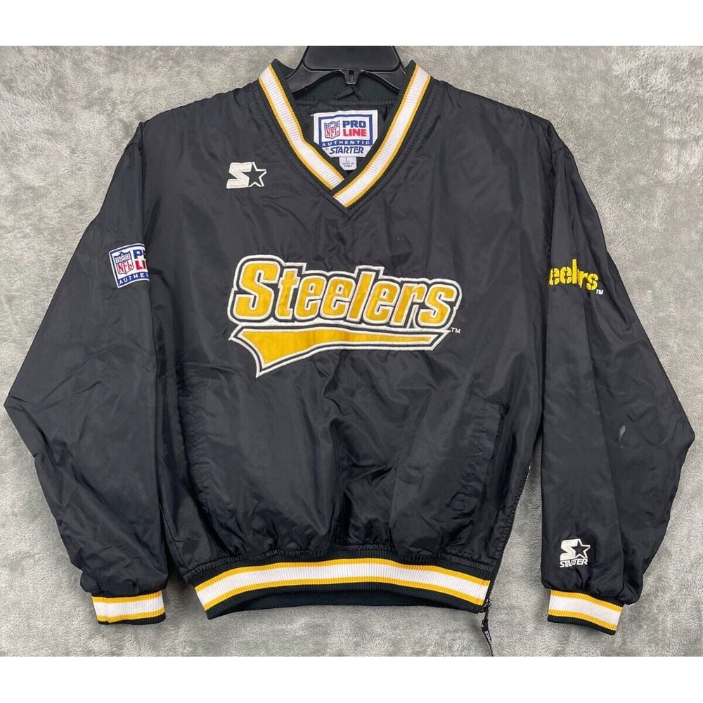 VTG 90s Starter Pro Line Mens Pittsburgh Steelers Pullover Jacket Size Large NFL