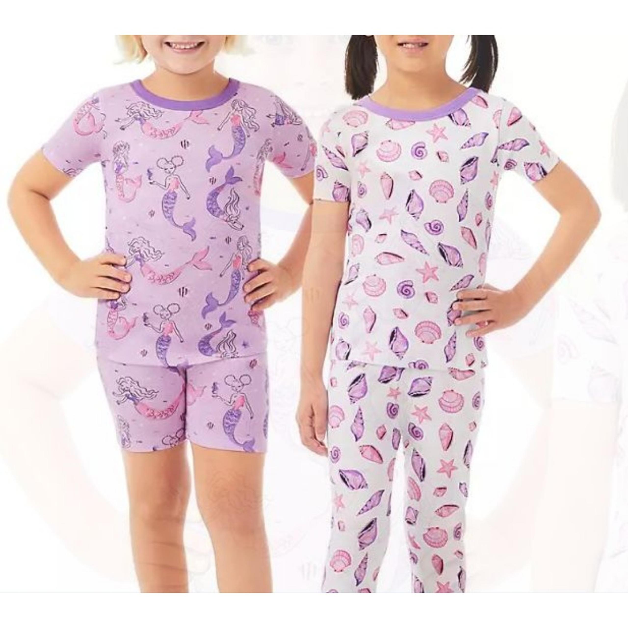 Girl's 3T 4-Piece Pajama Set Member's Mark Cotton 2 tops, 1 pants, 1 shorts