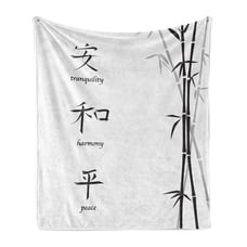 Peace Bamboo Ambesonne Black White Art Soft Flannel Fleece Throw Blanket Plush f