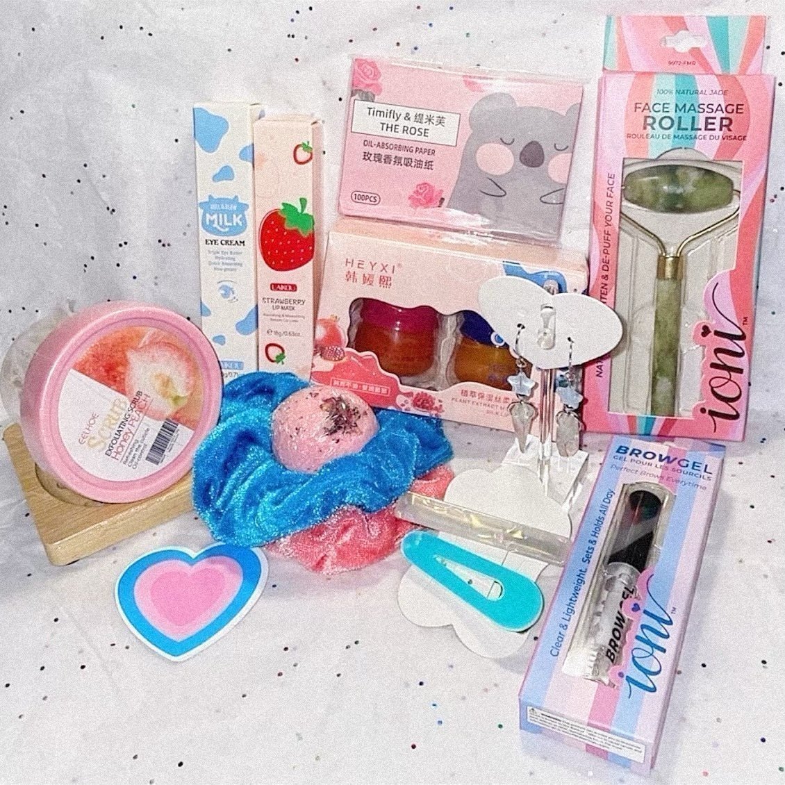Cotton Candy & Bubblegum Beauty Bundle | pink & blue themed gift, 14 pcs