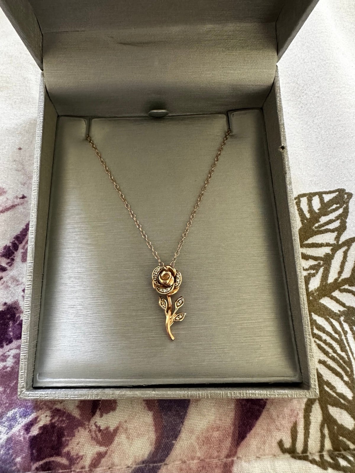Enchanted Disney Belle 1/10 CT. T.W. Diamond Rose Pendant in 10K Rose Gold - 19