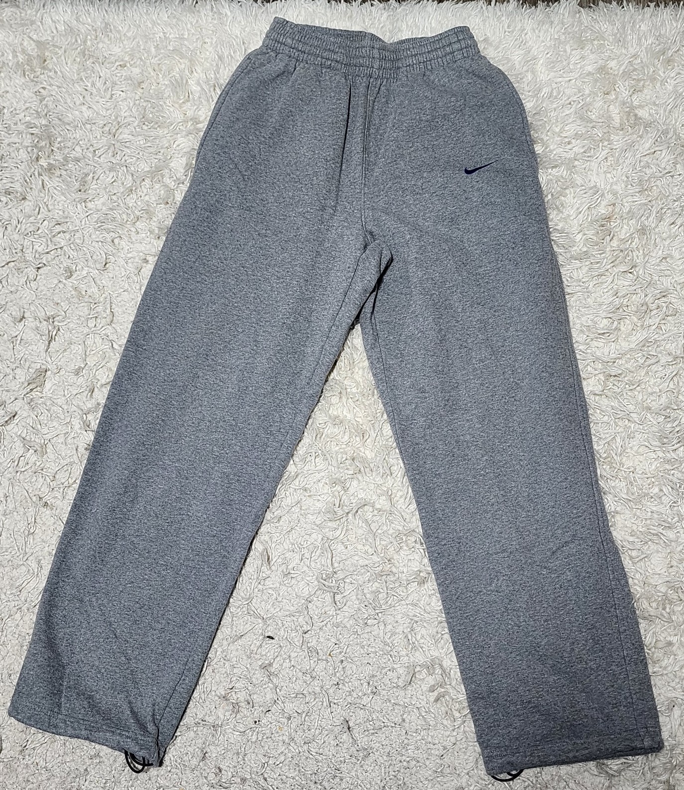 Nike Sweatpants Men's Size Small Grey Cotton Baggy Loose Relaxed Fit Blue Swoosh