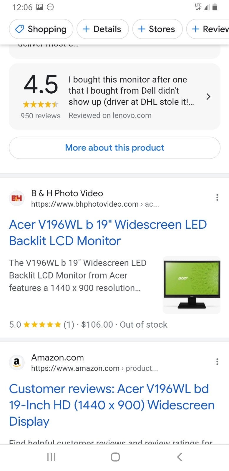 Acer V196WL