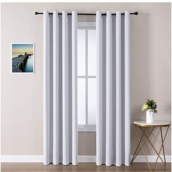 NEW 3 Panels Tab Curtains Room Darkening Thermal Light Grey 52”x84”