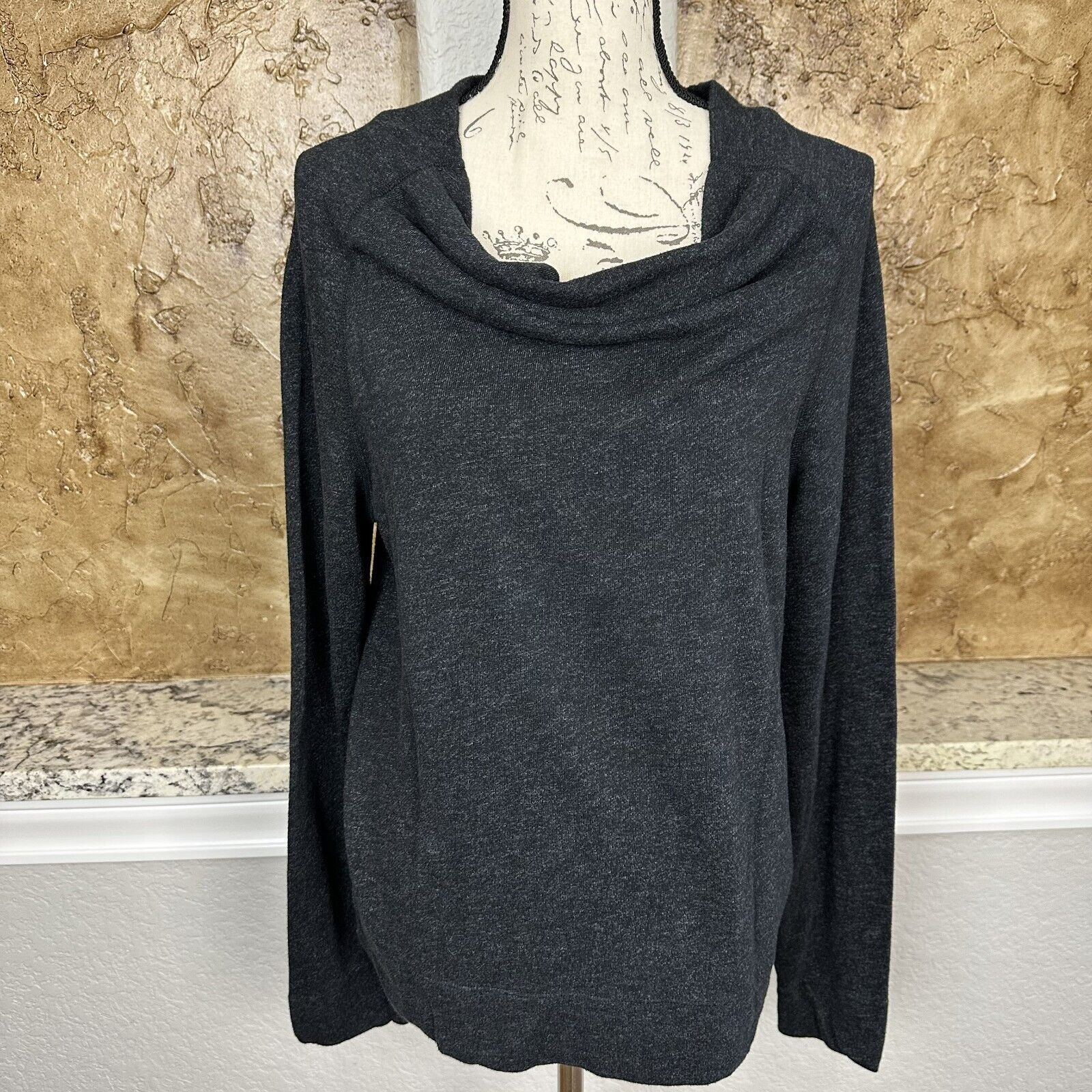 Standard James Perse Cowl Boat Neck Sweater Women's 4 Charcoal Pullover Cozycore