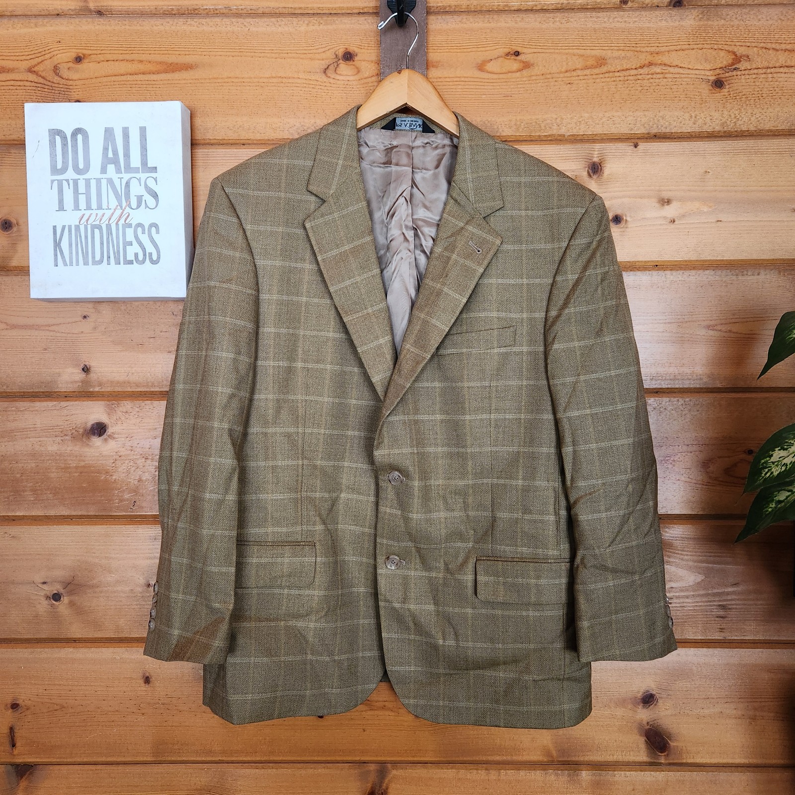 Jos A Bank Gordon Wool Plaid 2 Button Blazer Suit Jacket Sport Coat Size 42 Reg
