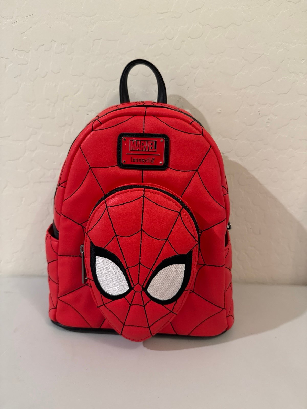 Loungefly Marvel Spider-Man Figure Quilt Front Pocket Mini Backpack NWT
