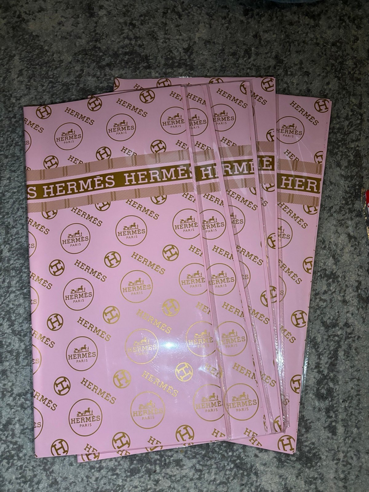 100 SHEETS/ 5 PACKS OF PINK HERMES WATERPROOF KOREAN FLORAL WRAPPING PAPER