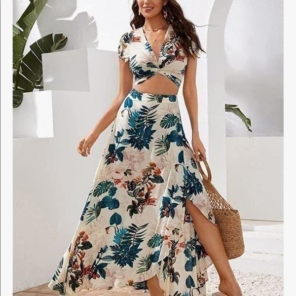 NEW Boho 2 Piece Top And Maxi Skirt Set