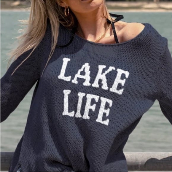Wooden Ships Lake Life Navy Sweater