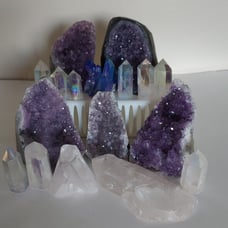 US SELLER Lot 17 Piece Stunning Natural Amethyst Cut Base Quartz Crystals Towers