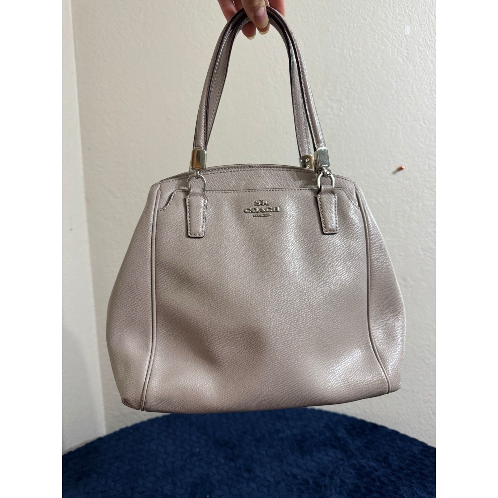 Coach Handbag Purse Minneta Chalk Cross Grained Leather