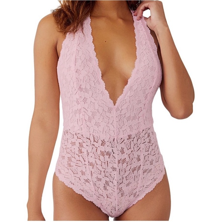 Free People Top Free People Avery Sheer Lace Bodysuit pink Small