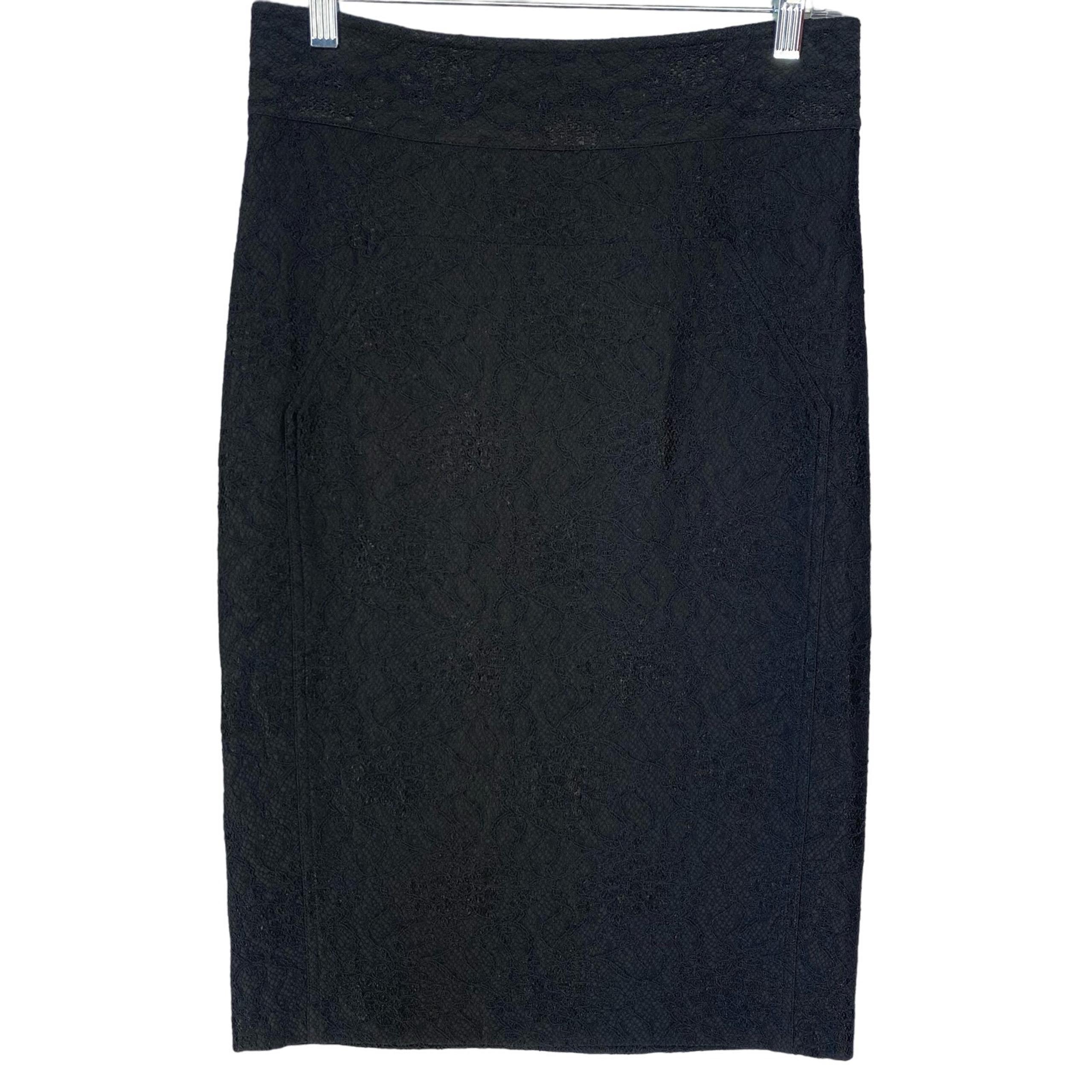 Diane von Furstenberg Black Lace Pencil Skirt Women’s Size 8 Parisian Chic