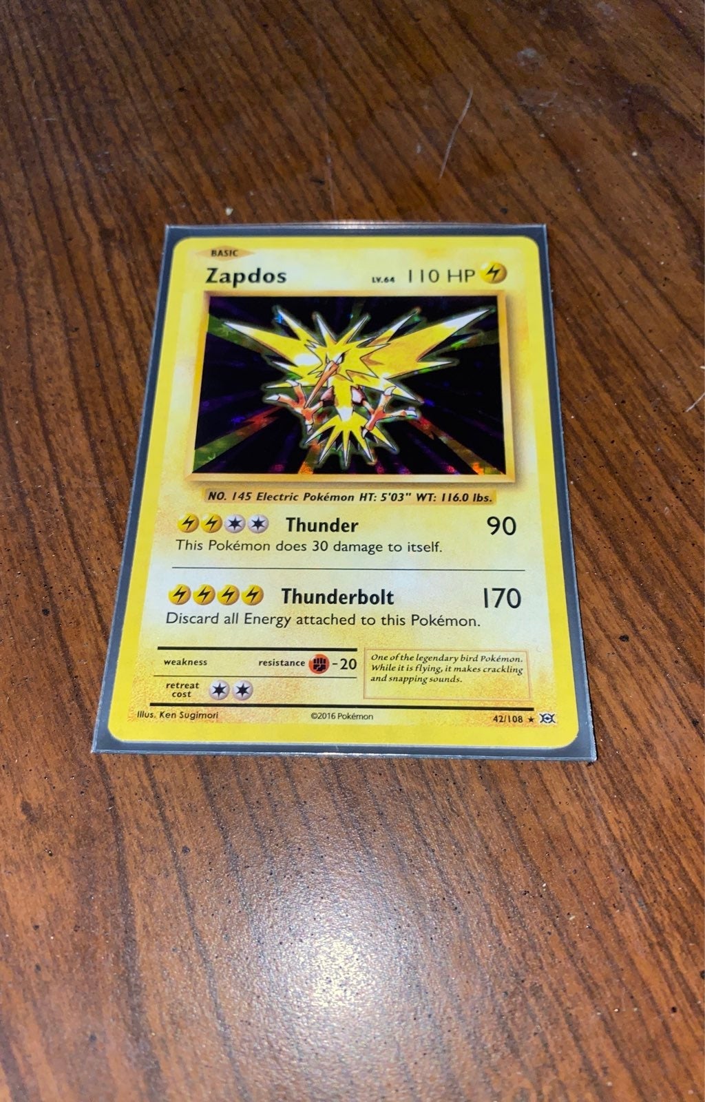 Zapdos holo Evo pokemon card