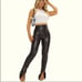 CAVALINI faux leather black pants jeans open below legs size L