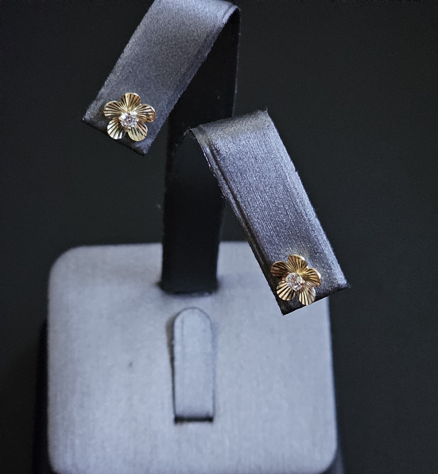 14k gold cz earrings
