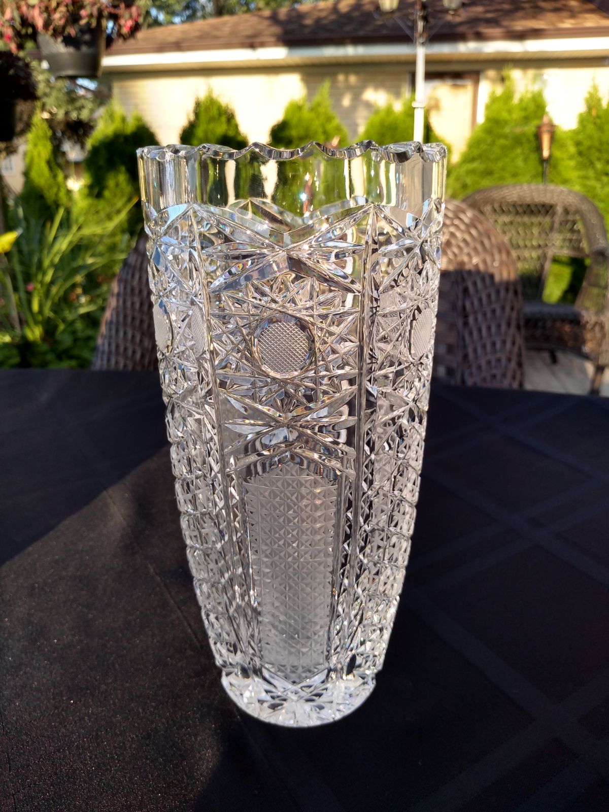 American Brilliant crystal vase