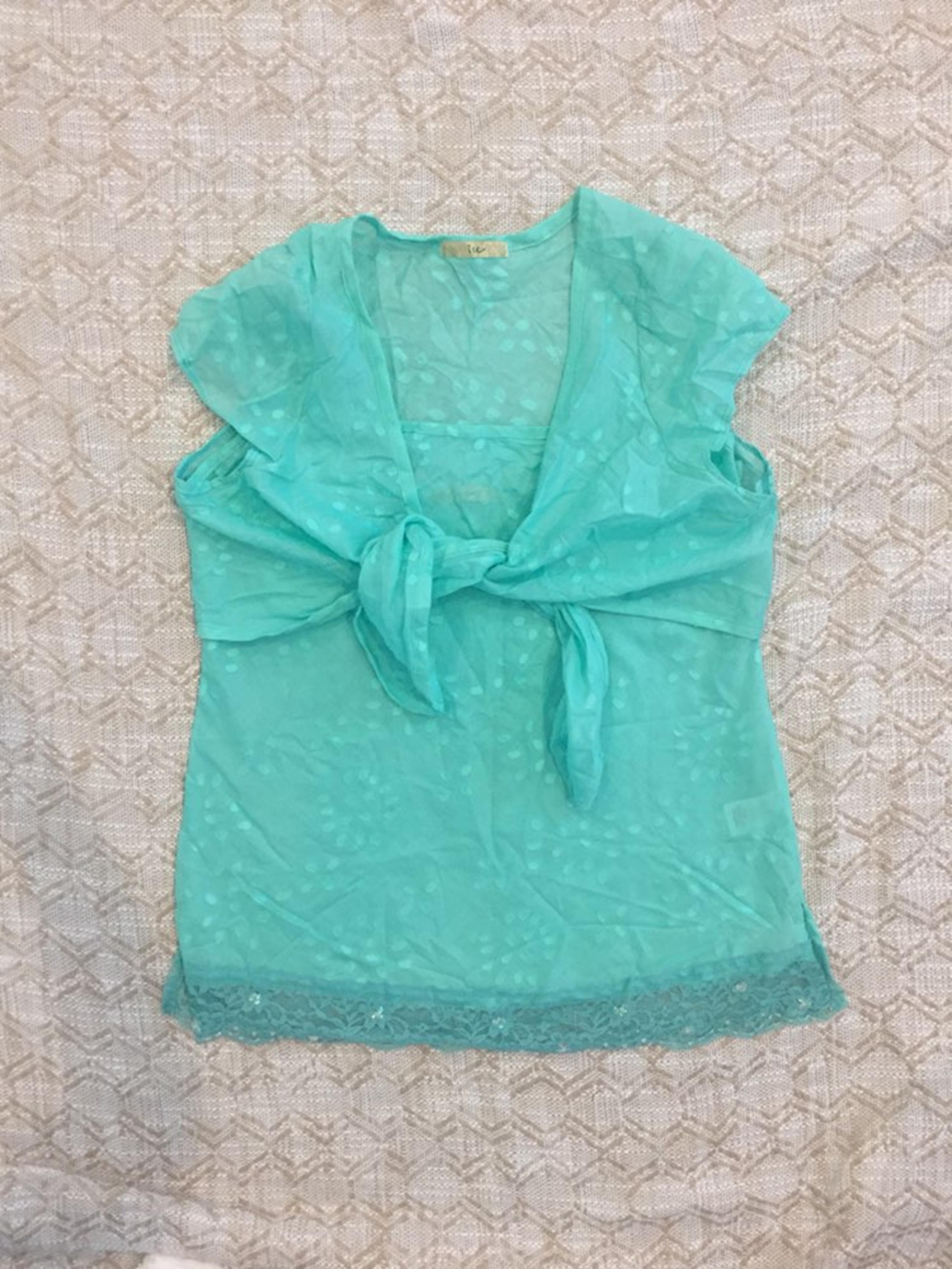 Ice 2 Piece Dot Lace Trim Cami Tie Top L