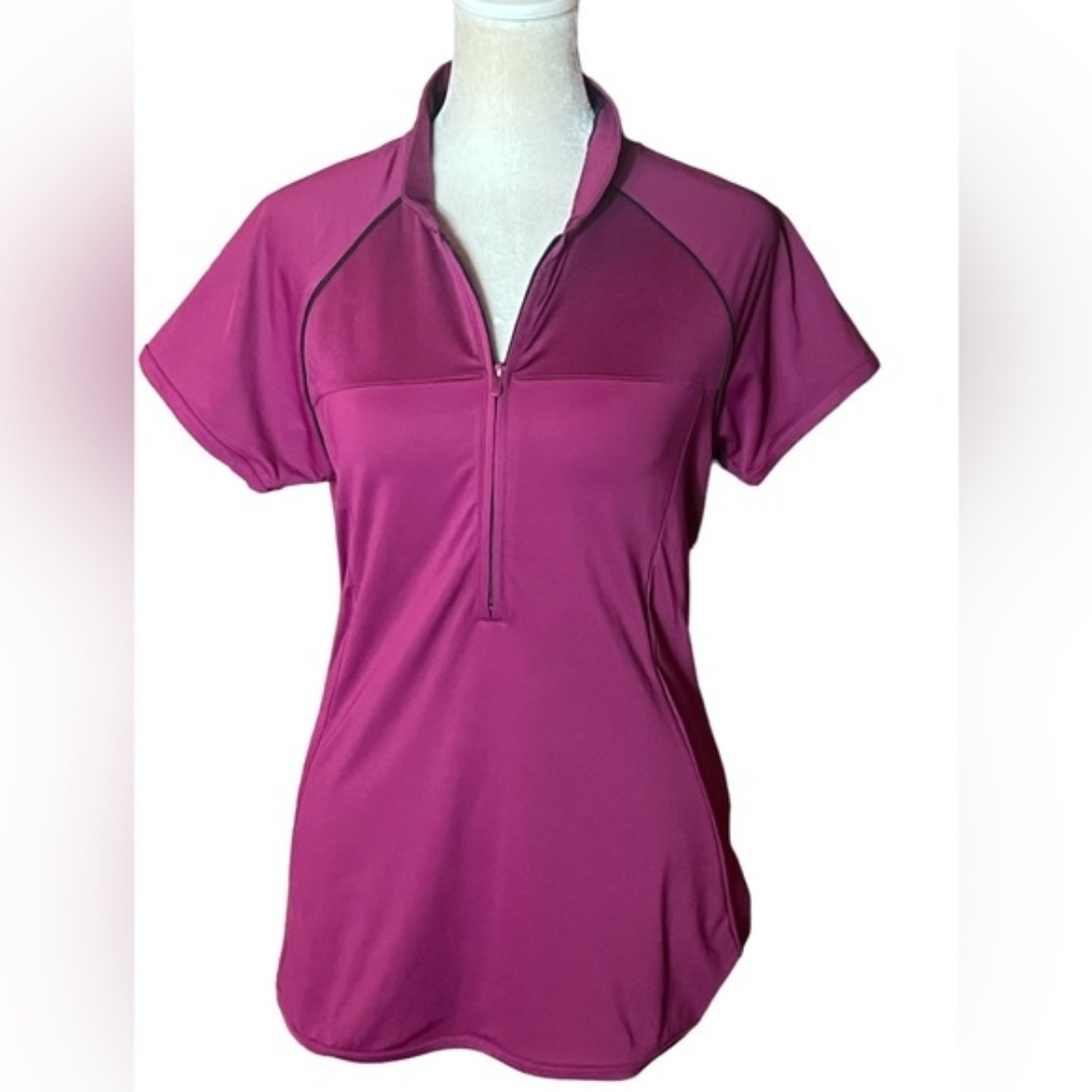 ADIDAS PUREMOTION FUCHSIA PURPLE ZIP FRONT GOLF SHIRT GREAT CONDITION SMALL