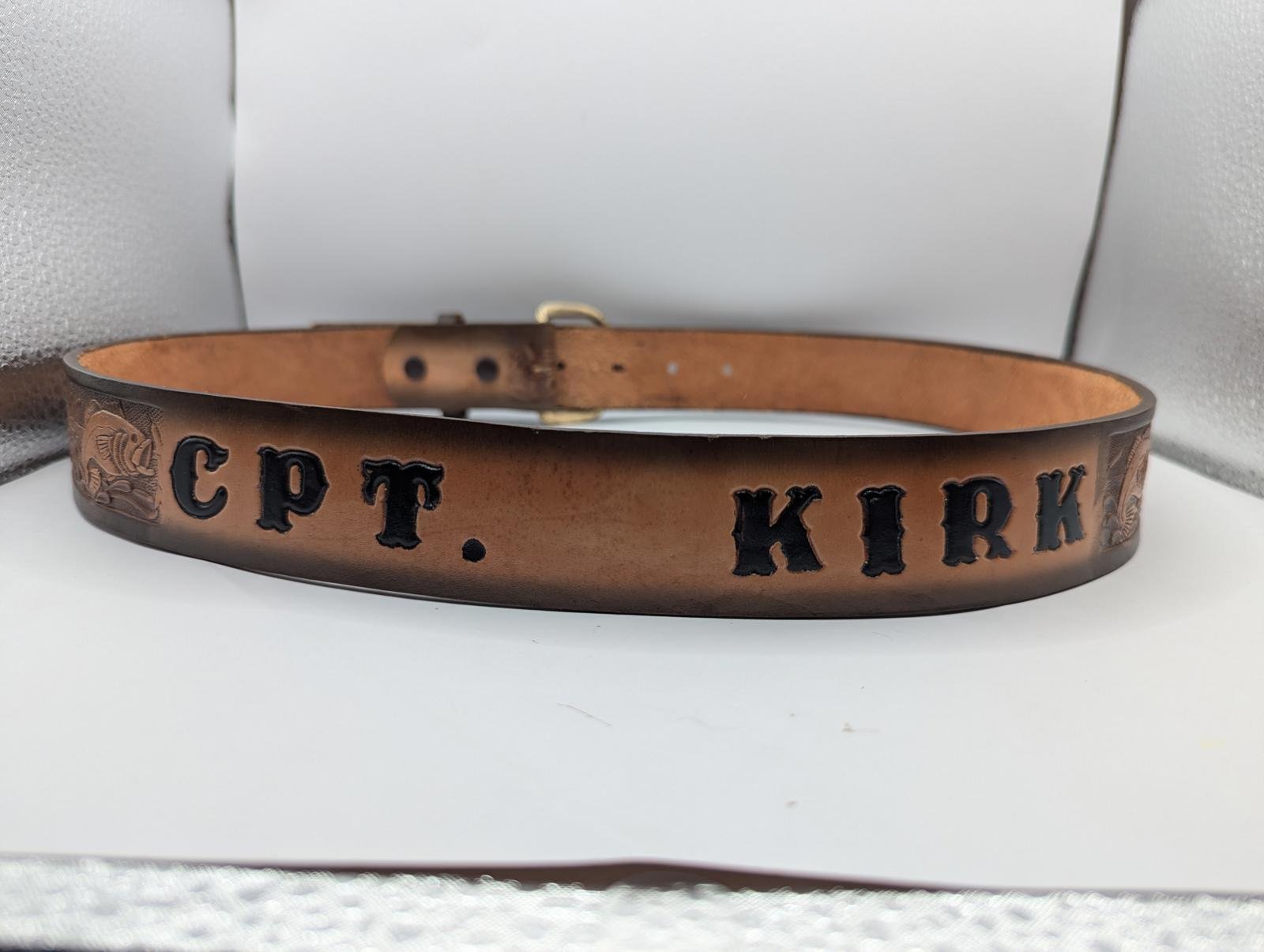 Vintage Custom Leather Belt - Capt. Kirk Design - Dakota Belt Co - 36