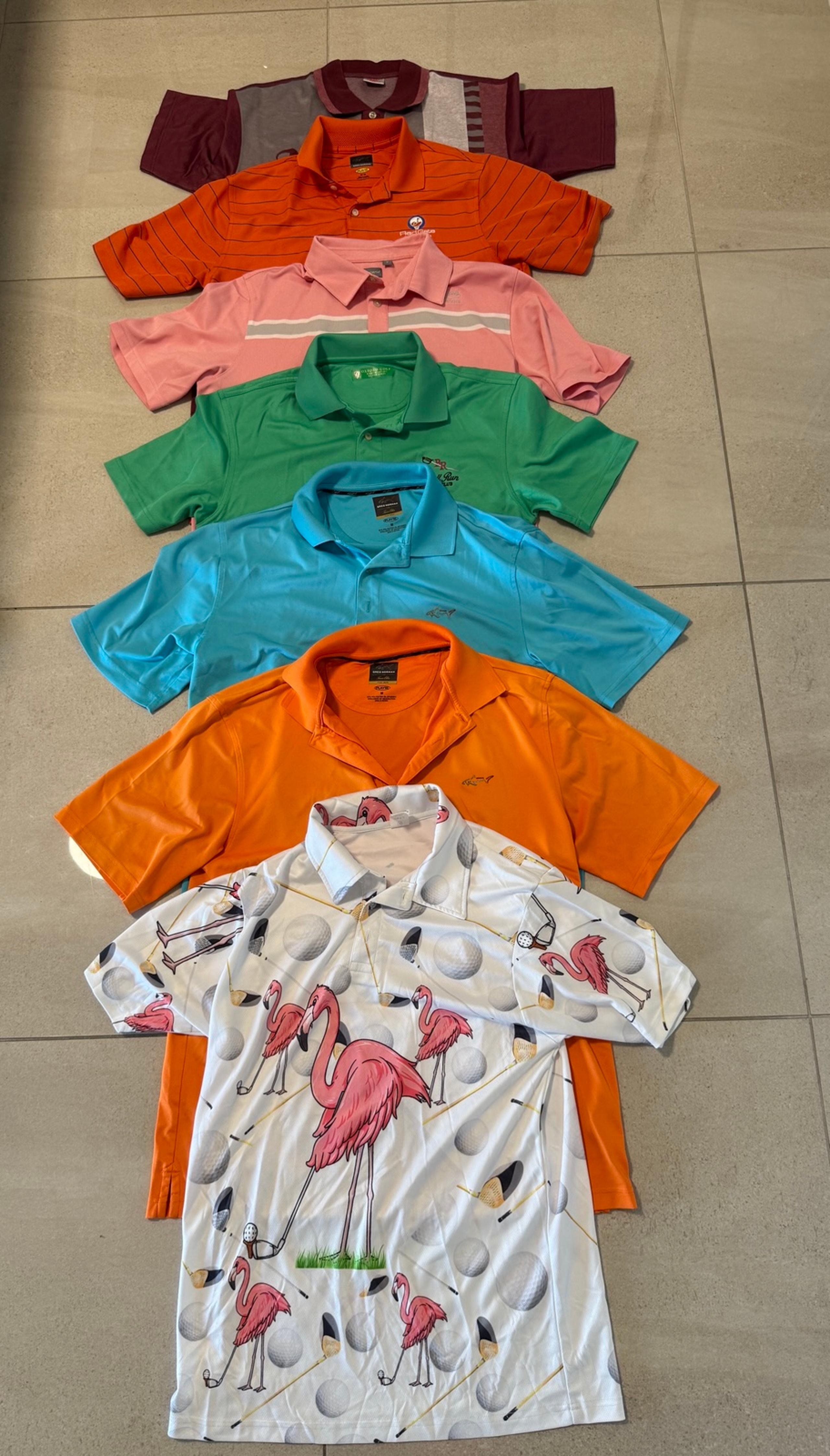 Men’s Golf Polos 7 Shirts Size Medium Greg Norman, Ashworth Etc