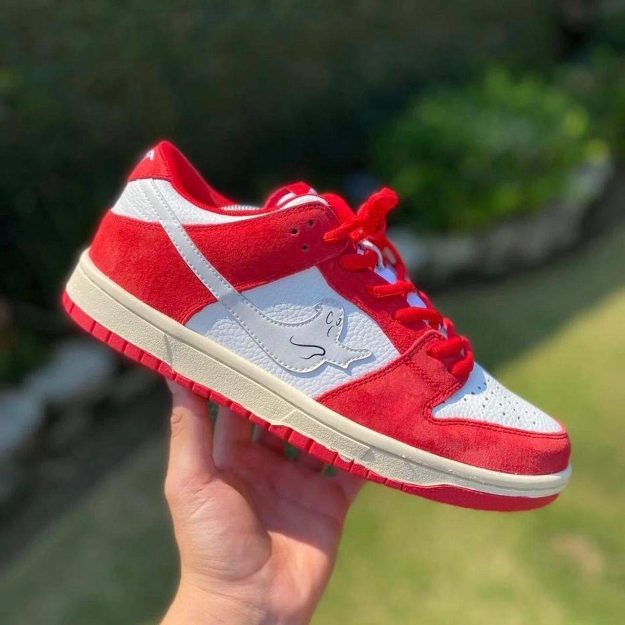 Cherry Red Ghost Custom Dunks