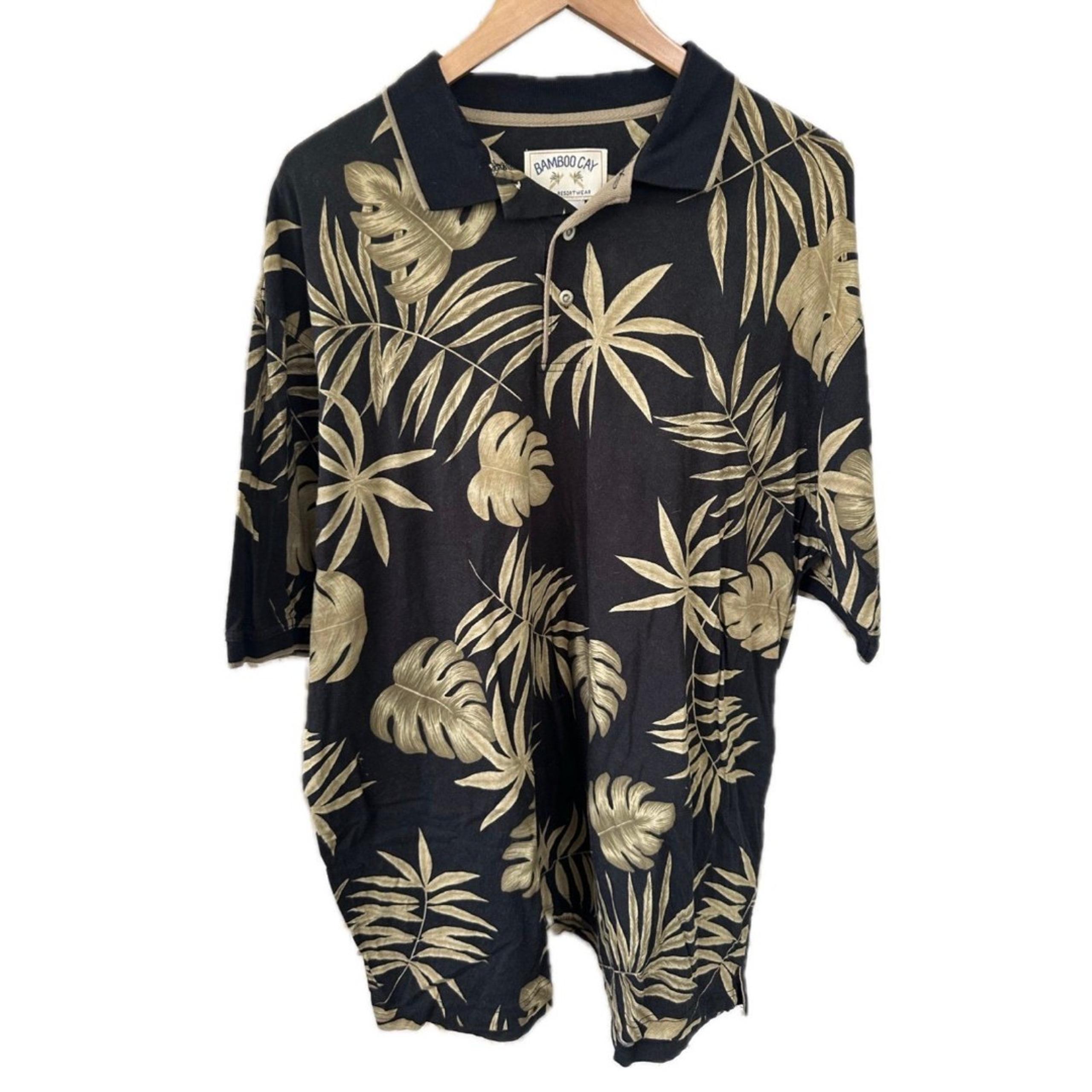 Bamboo Cay Fine Resortwear 100% Cotton Hawaiian Tropical Leaves Polo Shirt XL