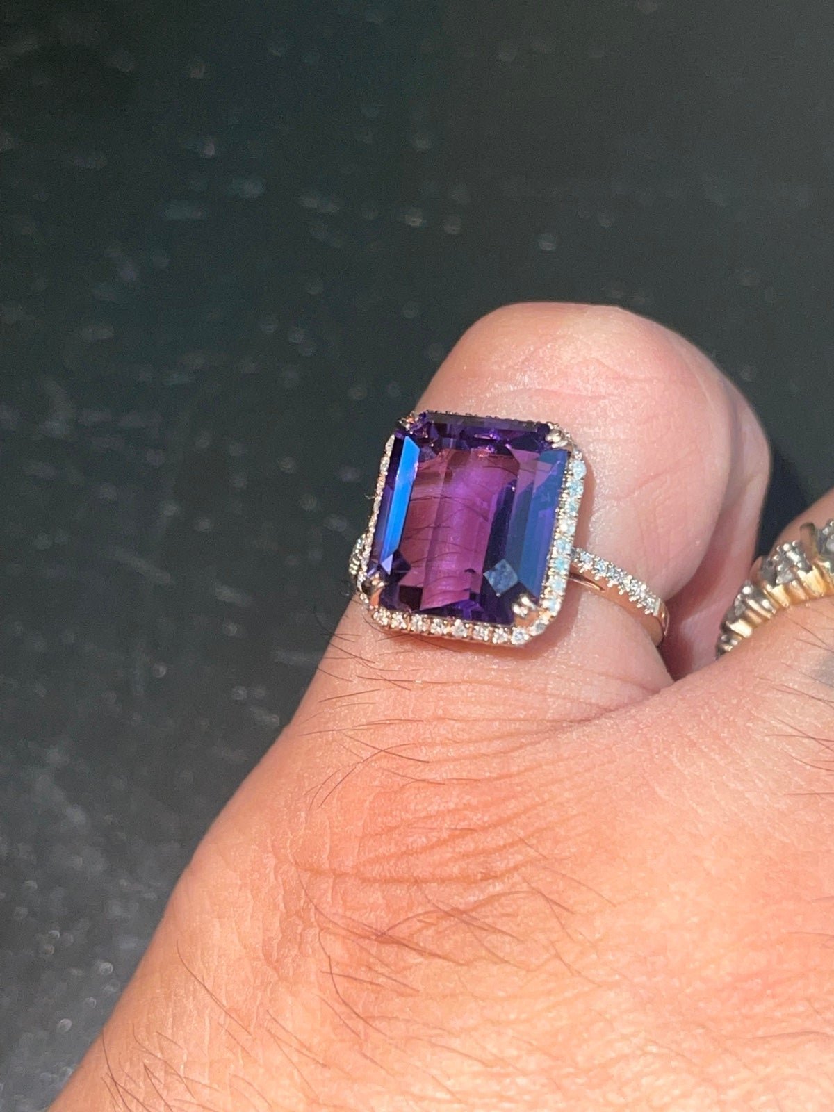 14k solid rose gold Amethyst & Diamond ring (EFFY)