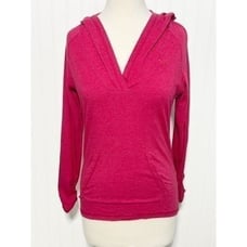 Puma Women's Long Sleeve V Neck Pullover Hoodie Sweatshirt Pink Size Small