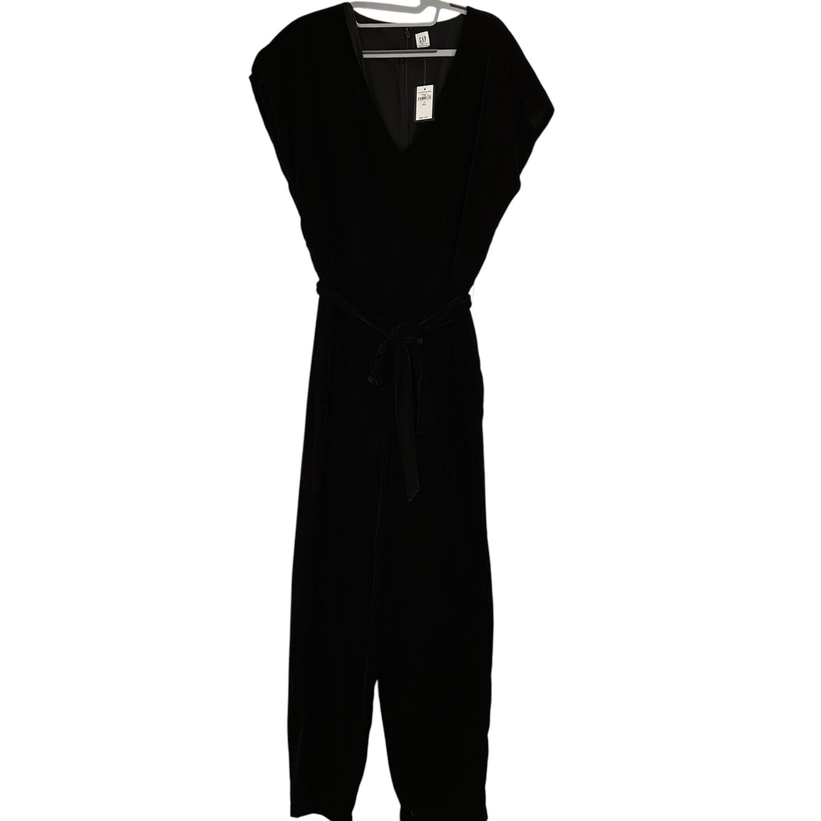 Gap Black Velvet V-Neck Jumpsuit Romper New with tags Size 14 Tall