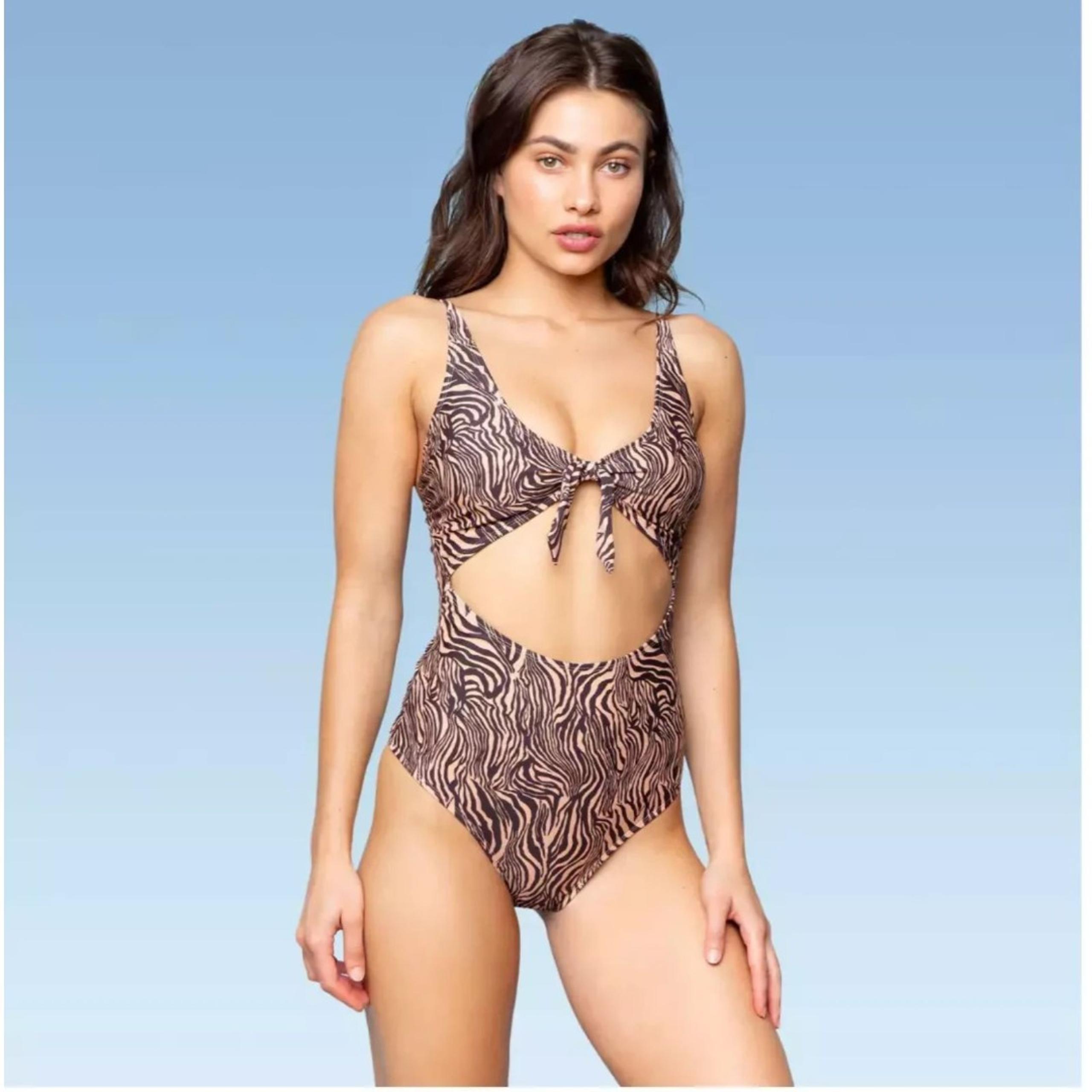 Sugar Coast by Lolli Swim Zebra One-Piece Swimsuit Women’s XS Cut-Out Monokini
