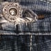 Vintage Men's Baggy Blue Jeans by Evolution in Design with an Embroidered Patch