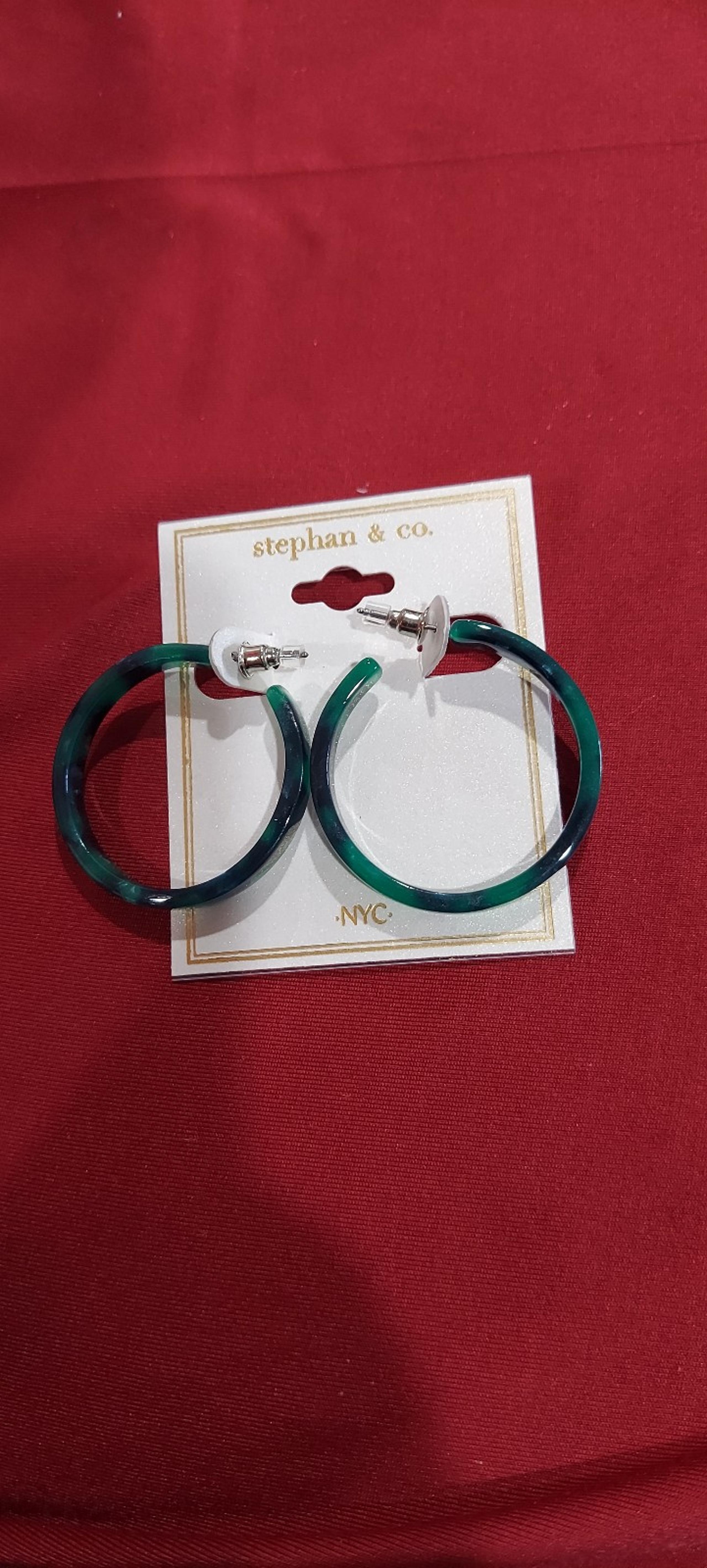 Green Hoop Earrings