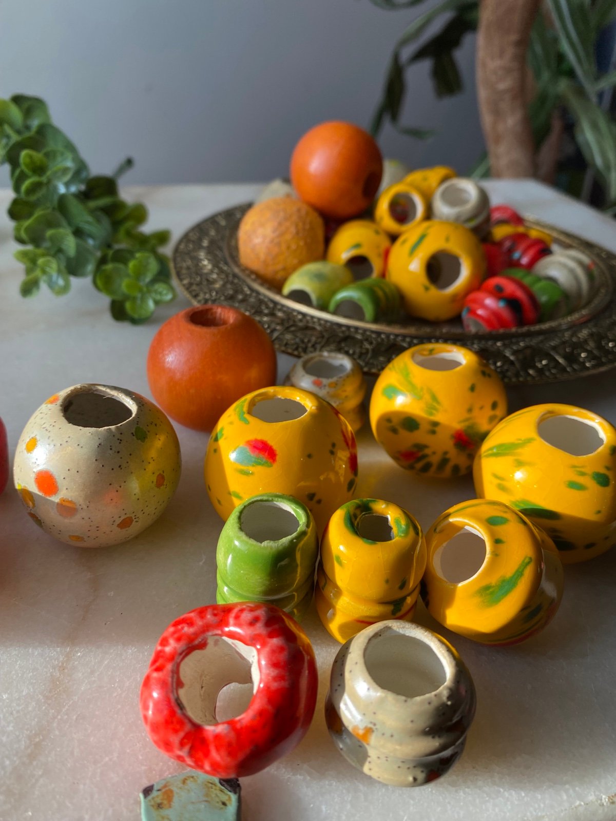 Vintage Ceramic Macrame Bead Bundle