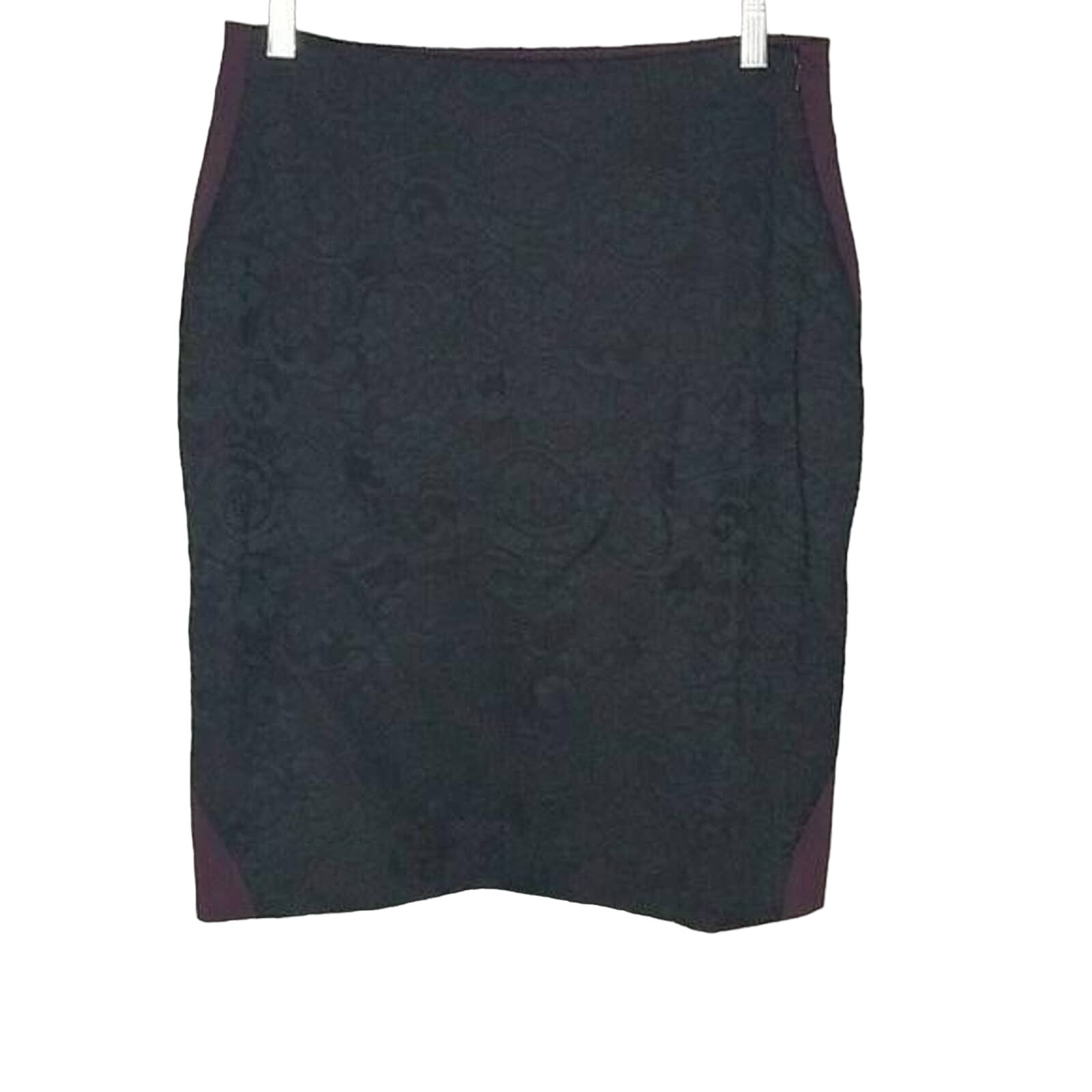 Diane von Furstenberg Mae Black & Purple Stretch Pencil Skirt NEW Women's 12