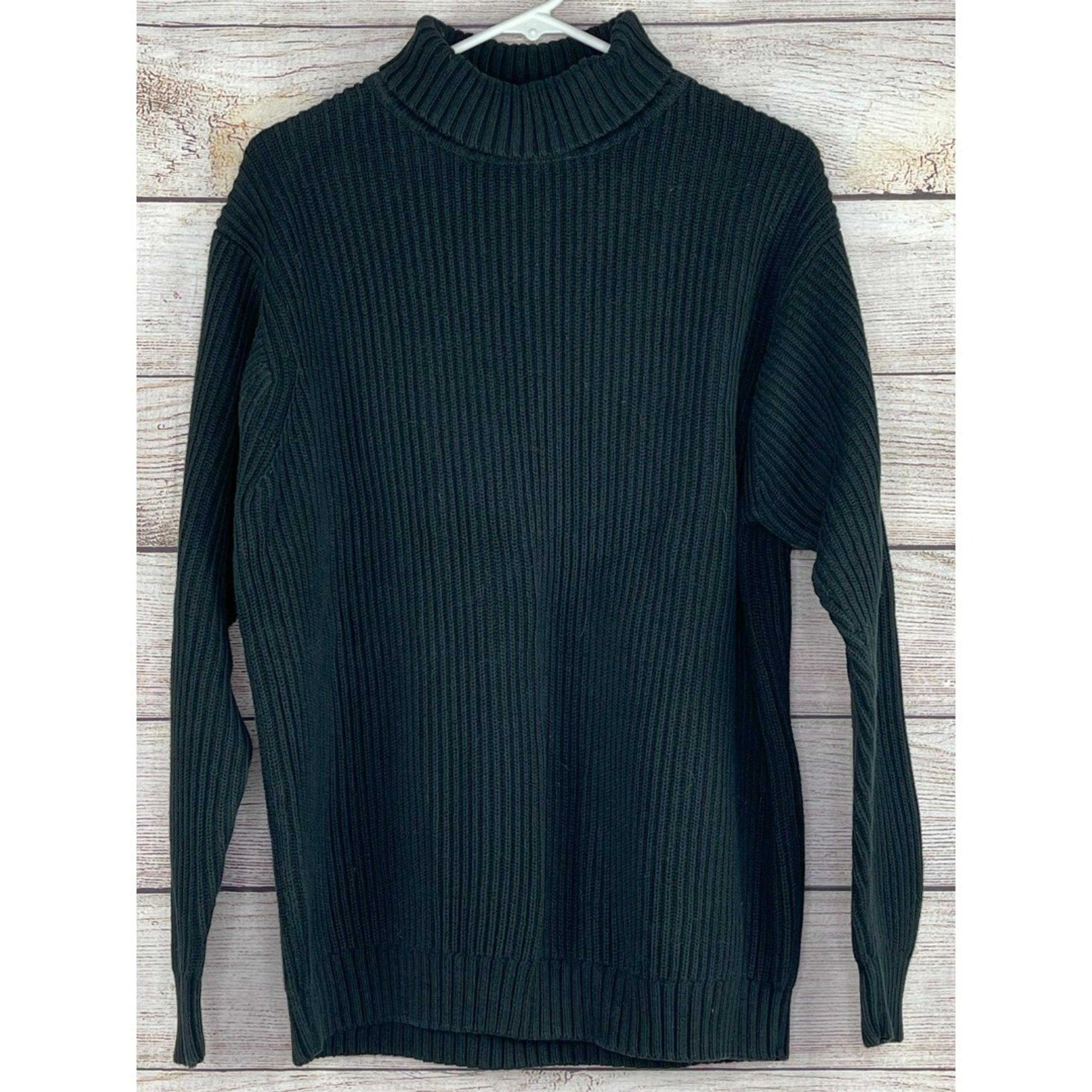 Vintage L.L. Bean Knit Sweater Men's 100% Cotton Heavy Sweater Black Large
