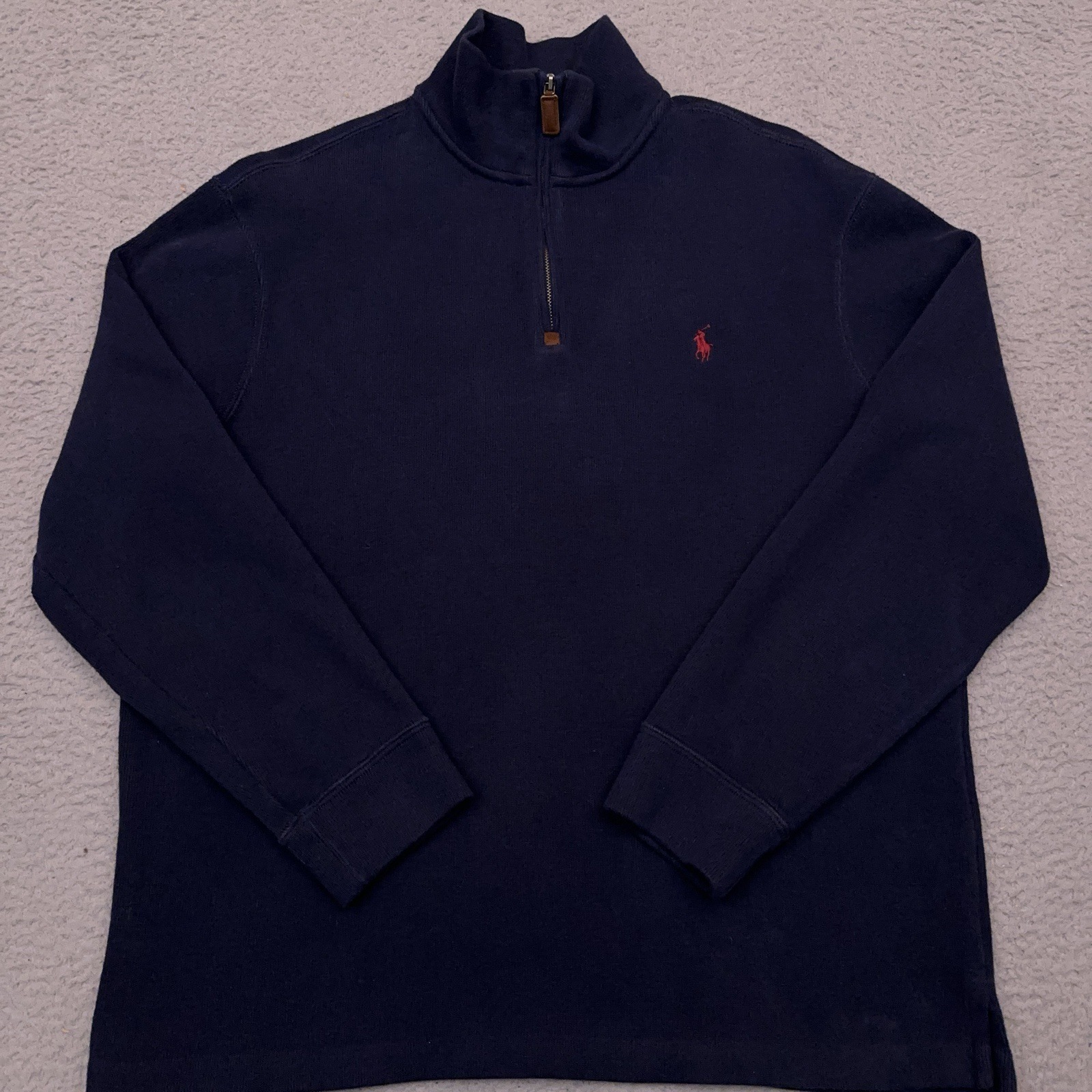 Vintage Polo Ralph Lauren 1/4 Zip Pullover Sweater Men's Large Blue Knit Preppy
