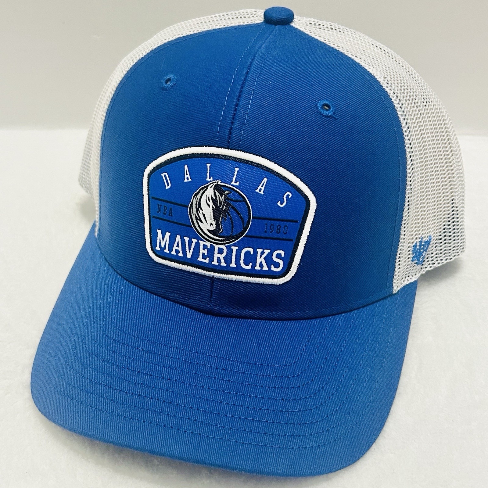'47 Brand Dallas Mavericks Semi Patch Trucker Hat Cap Adjustable Snap Blue NBA