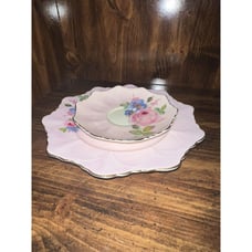 Paragon Double Warrant 2-piece Saucer Set Pink With Pink Rose