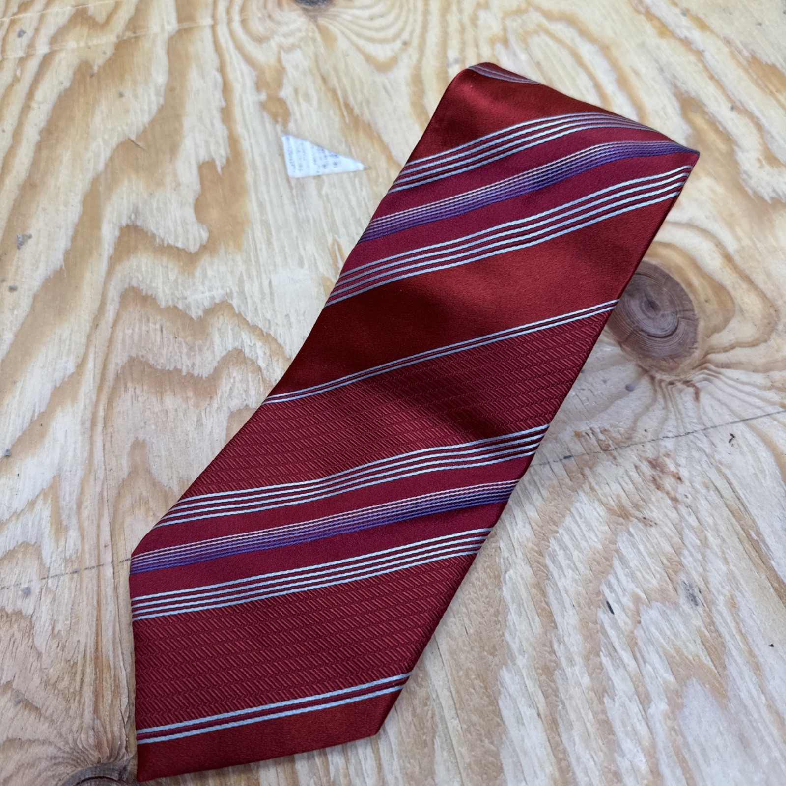 Ermenegildo Zegna Necktie Red Silver Striped Regimental Classic Designer Office
