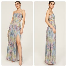 Liv Foster Printed Square Neck Sleeveless Side Cut-Out Gown Size 12