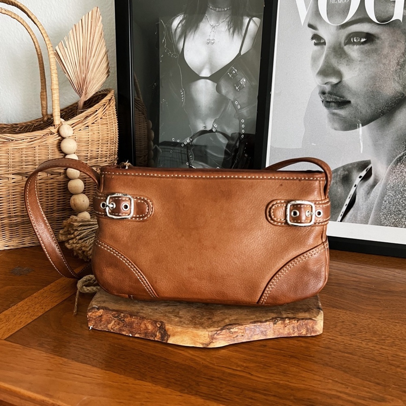 100% GENUINE LEATHER TAN SHOULDER BAG #0350